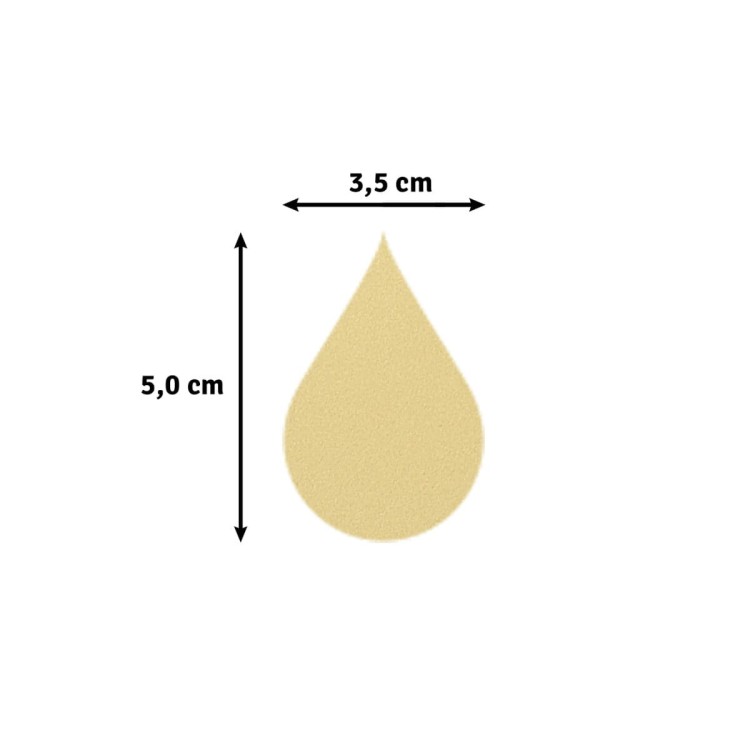 Wymiary wyciętej kropli 3,5 x 5 cm