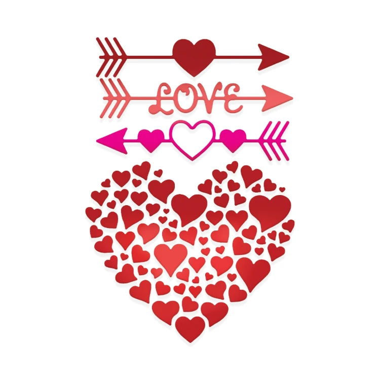 Zestaw wykrojników ażurowe serce i strzały 4 sztuki