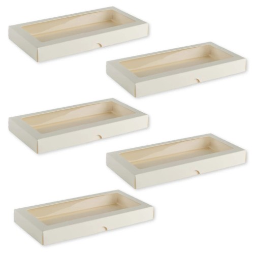 Pudełko z okienkiem DL Kremowe niskie 11 x 22 cm Rzeczy z Papieru 5 sztuk