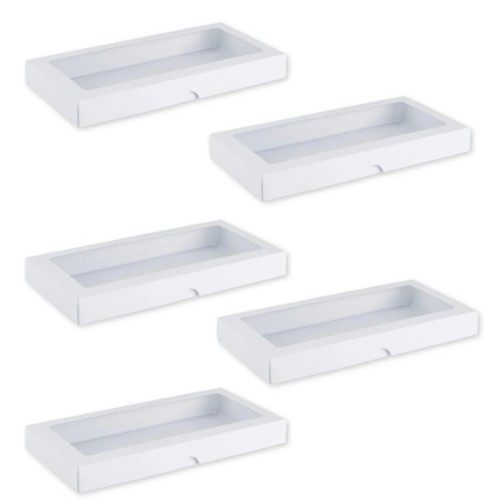 Pudełko z okienkiem DL Białe niskie 11 x 22 cm Rzeczy z Papieru 5 sztuk