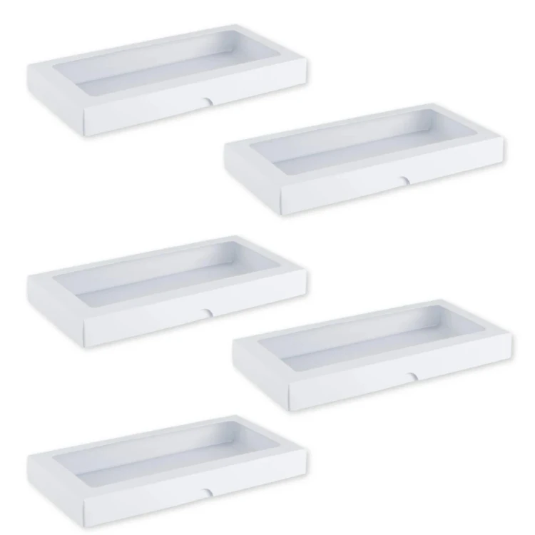 Pudełko z okienkiem DL Białe niskie 11 x 22 cm Rzeczy z Papieru 5 sztuk