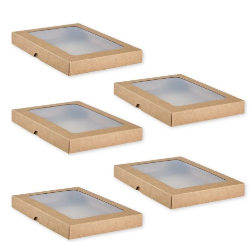 Pudełko z okienkiem A5 Kraft niskie 15,8 x 22 cm Rzeczy z Papieru 5 sztuk