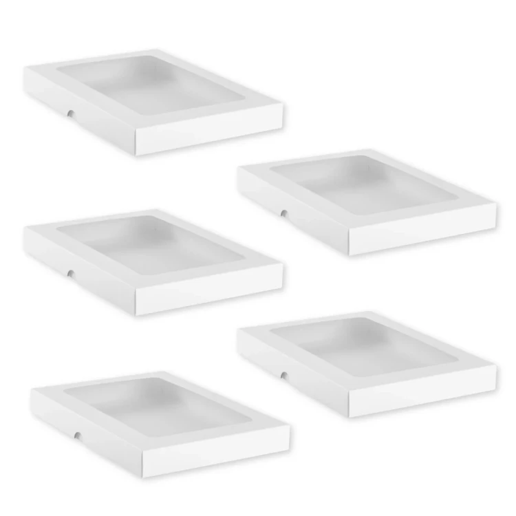 Pudełko z okienkiem A5 Białe niskie 15,8 x 22 cm Rzeczy z Papieru 5 sztuk