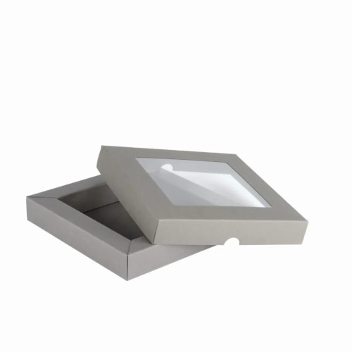 Pudełko Szare Shadow box z okienkiem