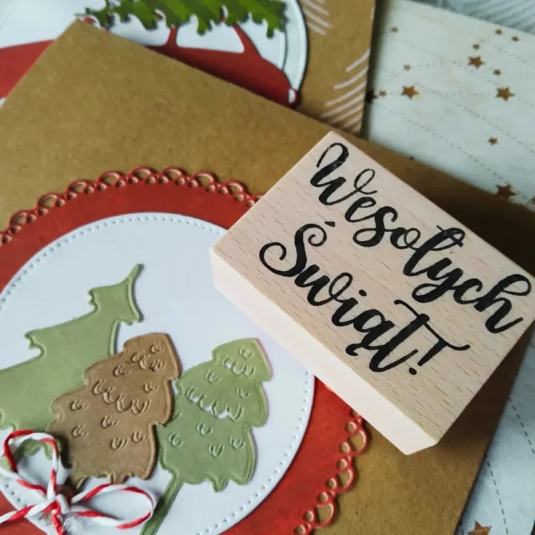 Stempel drewniany Wesołych Świąt