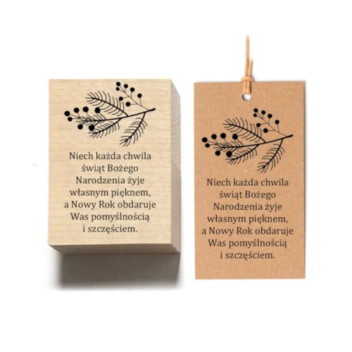 Gałązka + Życzenia Stempel drewniany