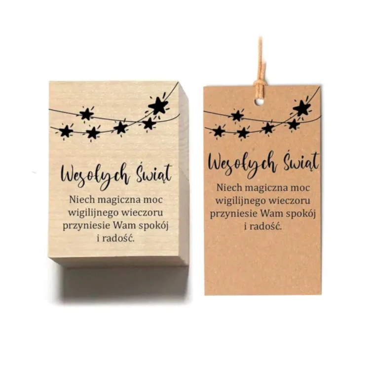 Gwiazdy + Życzenia - Stempel drewniany