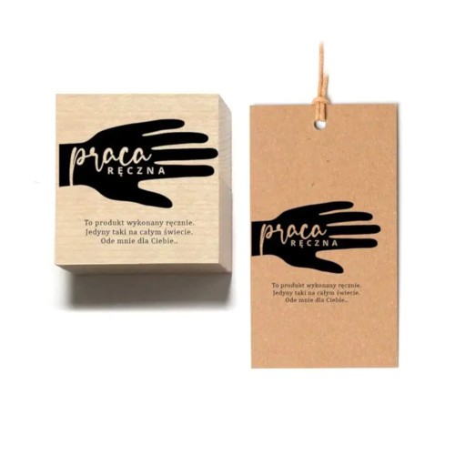 Praca Ręczna - napis - Stempel drewniany 5x5 cm