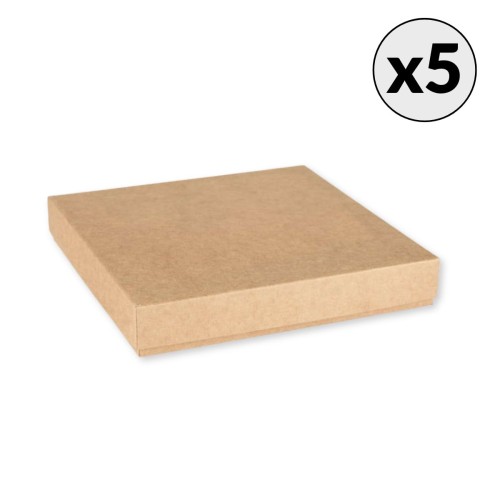Pudełko pełne Kwadrat Kraft niskie 15 x 15 cm Rzeczy z Papieru 5 sztuk