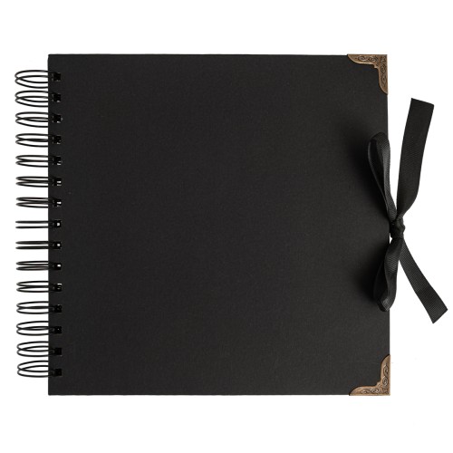 Album do zdobienia 20 x 20 cm Czarny z metalowymi narożnikami 30 kartek