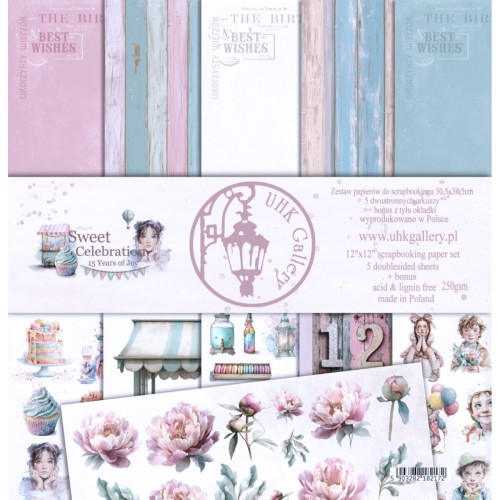 Zestaw papierów scrapbookingowych Sweet Celebration UHK Gallery 30 x 30 cm
