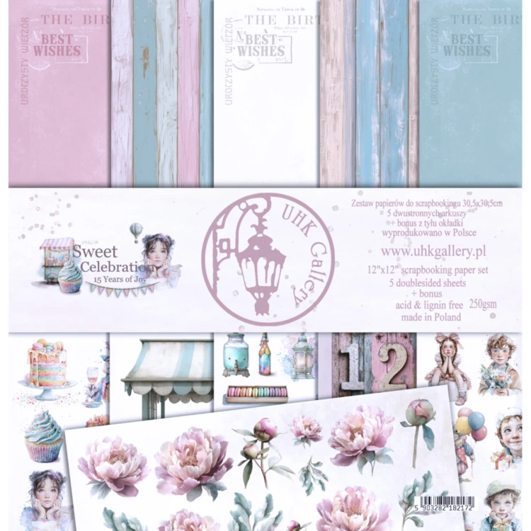 Zestaw papierów scrapbookingowych Sweet Celebration UHK Gallery 30 x 30 cm
