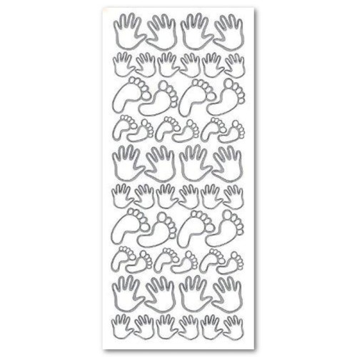 STOPY I RĄCZKI DZIECKA Naklejki ażurowe srebrne