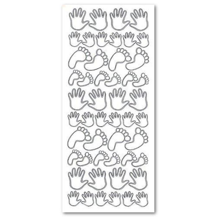 STOPY I RĄCZKI DZIECKA Naklejki ażurowe srebrne