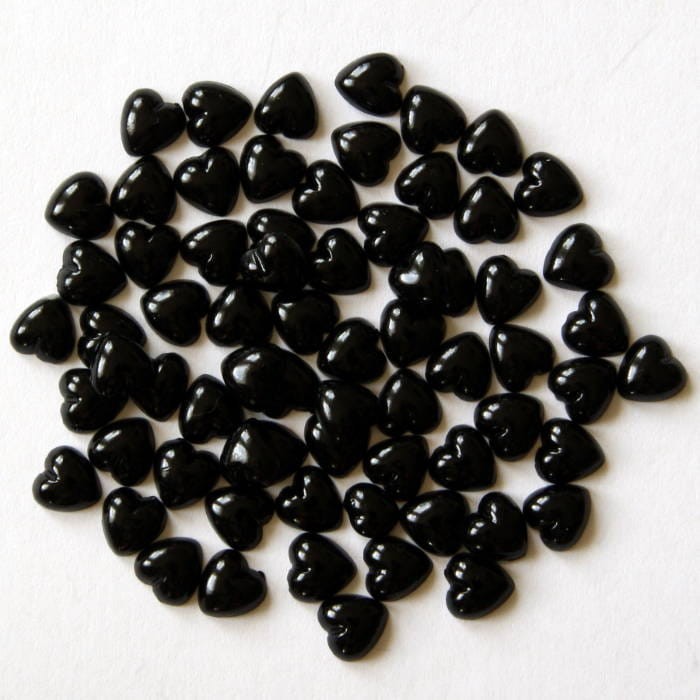 Półperełki serduszka 8mm ok. 70szt. CZARNE